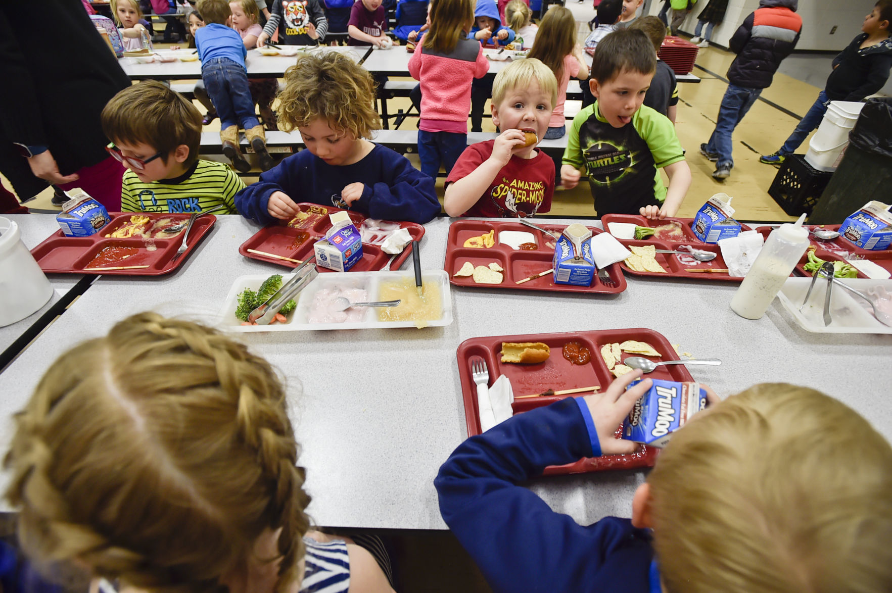 Pre-K student eat their lunches Wednesday at Eastgate Elementary School.